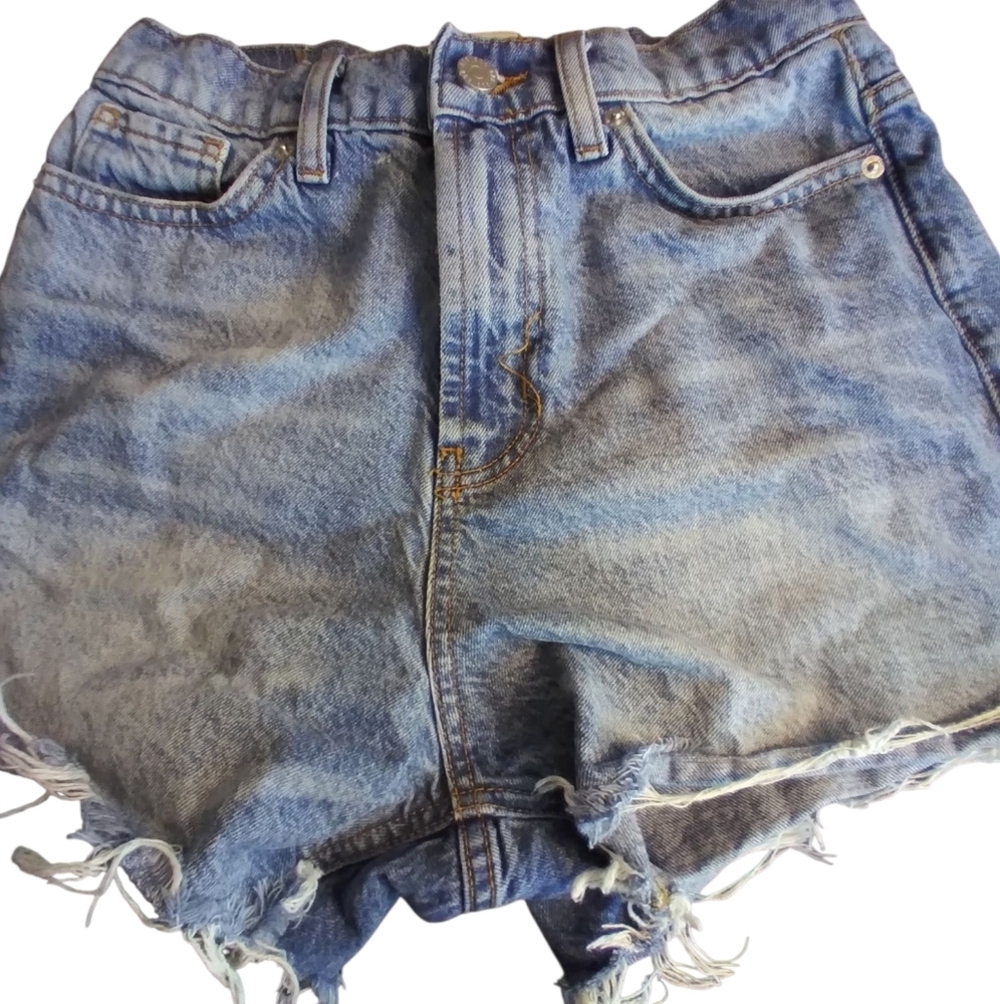 Bdg A Line Womens Denim Jean Shorts Size 26 Raw Hem Beachy Vacation Summer Trip